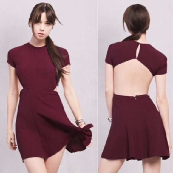 Reformation Amelia Backless Dress in Burgundy Size XS - Picture 1 of 11